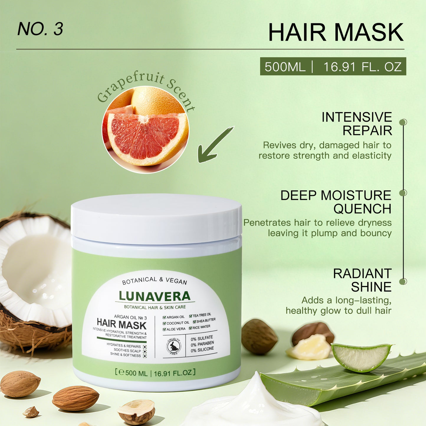Argan Oil No. 3 Hair Mask – Intensive Repair, Hydration & Shine