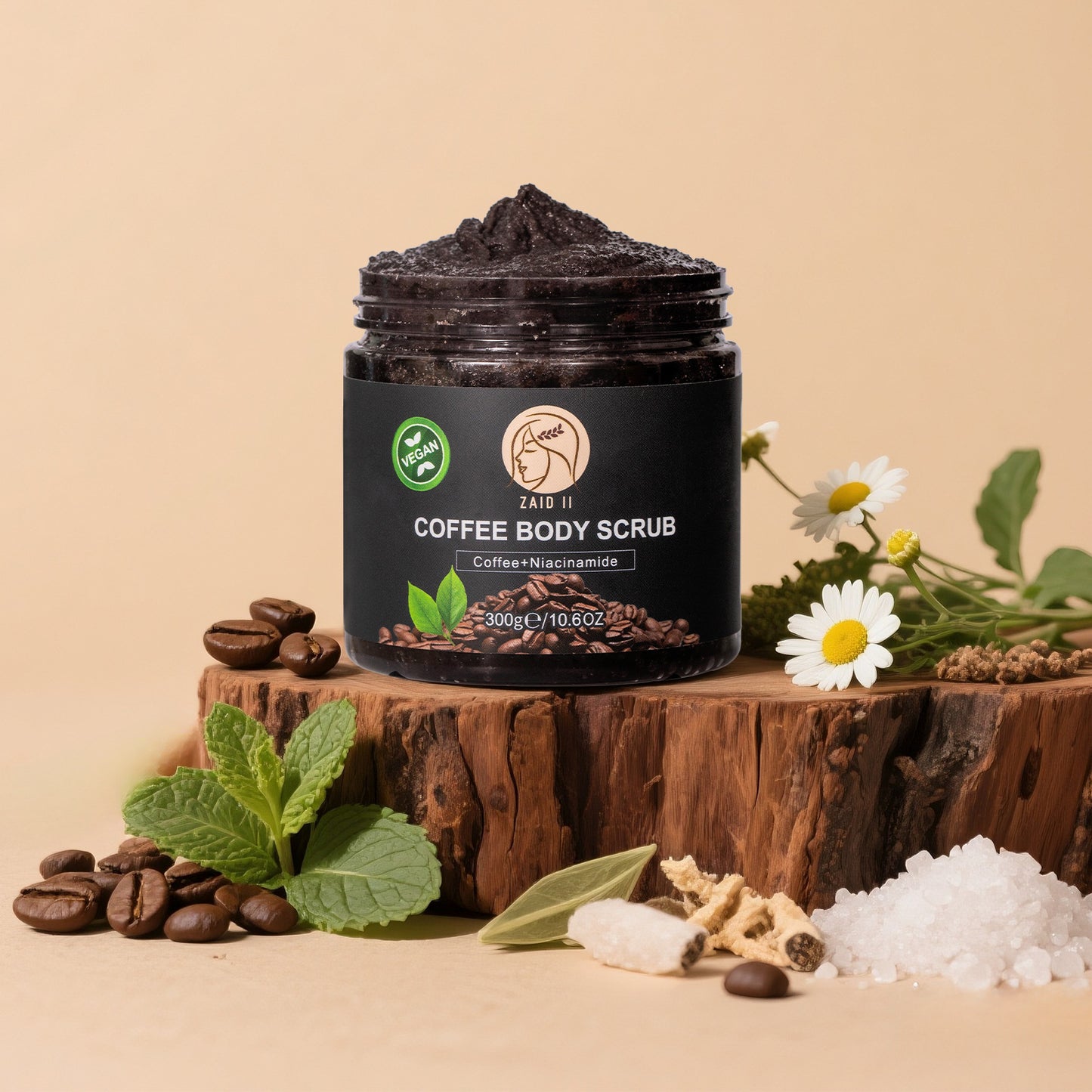 Sea Salt & Coffee Body Scrub with Niacinamide – Exfoliating & Brightening Care