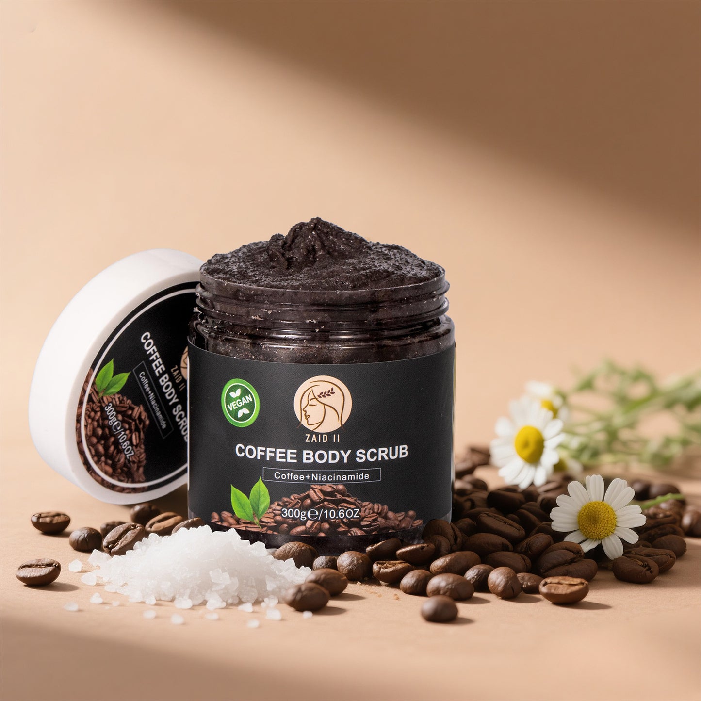 Sea Salt & Coffee Body Scrub with Niacinamide – Exfoliating & Brightening Care