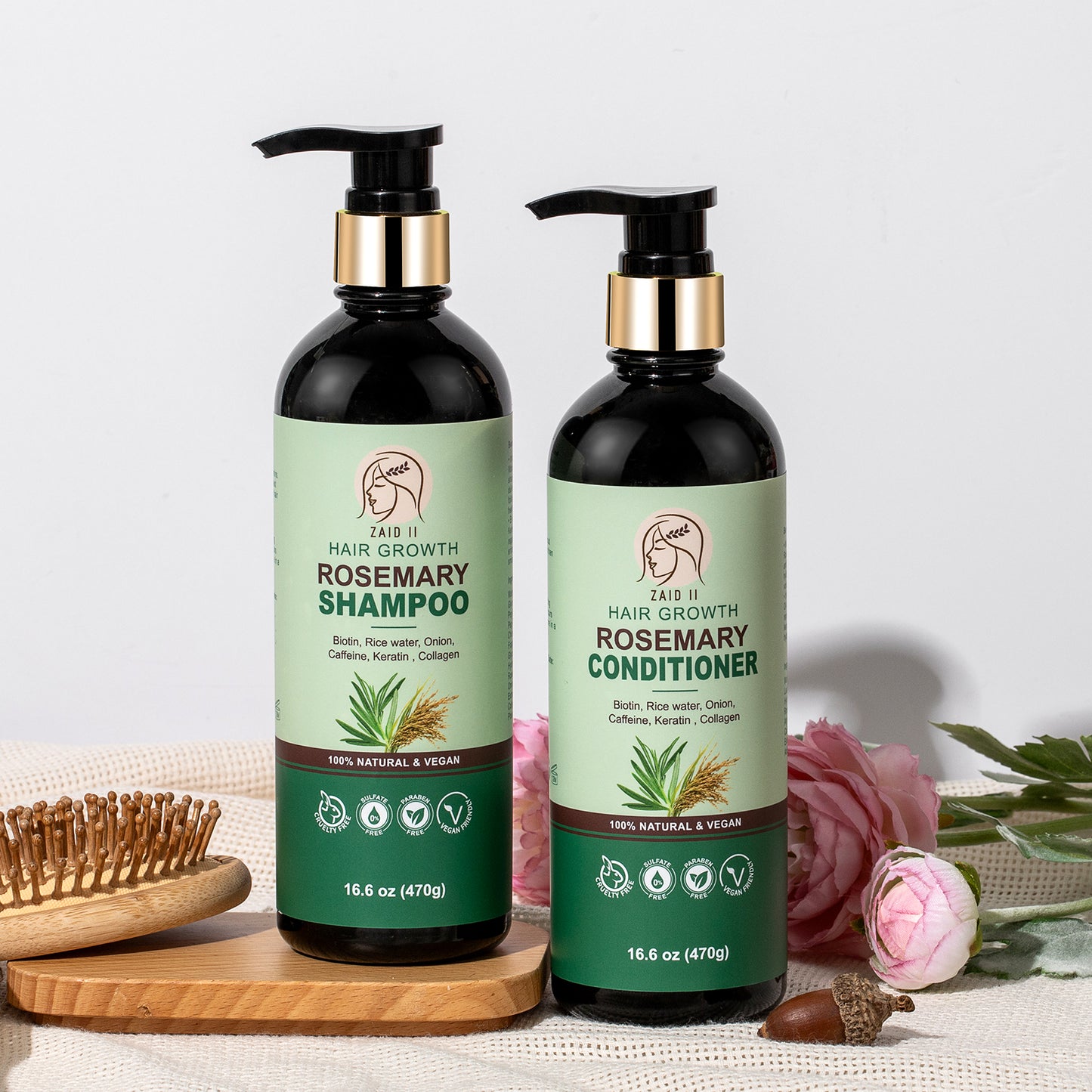 Rosemary Hair Growth Shampoo and Conditioner Set – Sulfate-Free & Natural