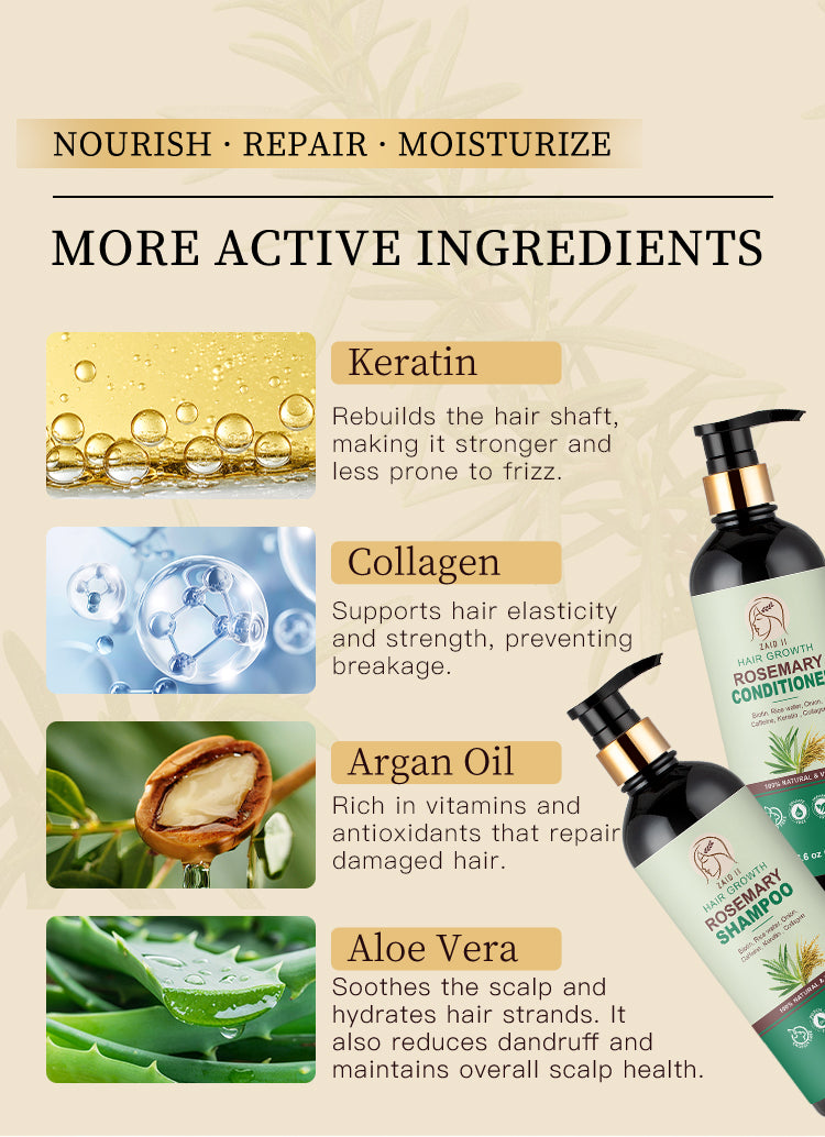 Rosemary Hair Growth Shampoo and Conditioner Set – Sulfate-Free & Natural