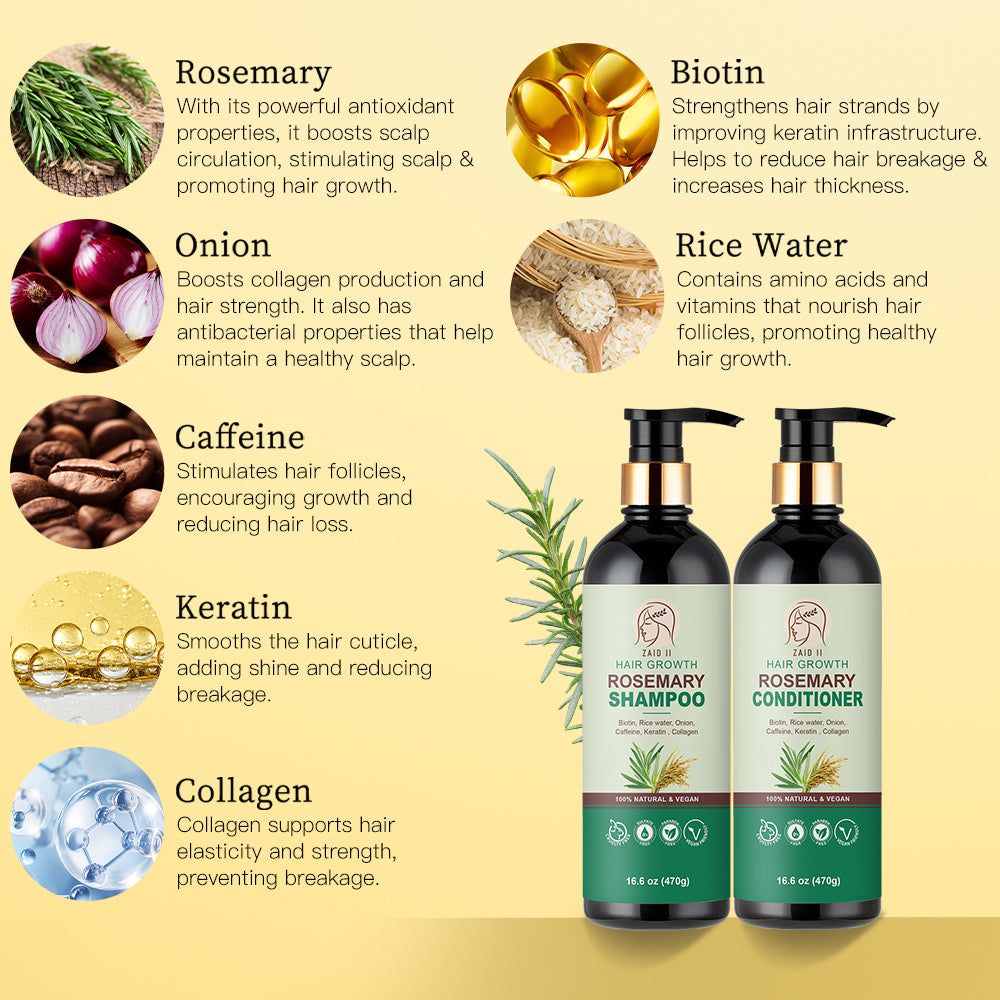 Rosemary Hair Growth Shampoo and Conditioner Set – Sulfate-Free & Natural