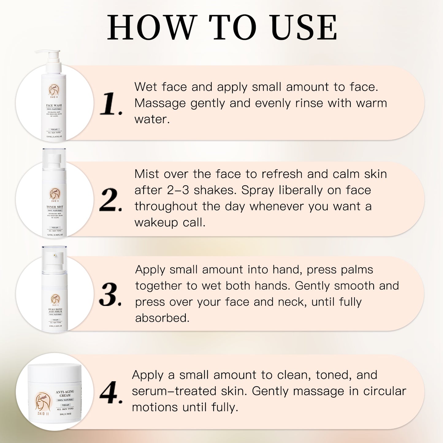 Korean Skincare 4-Step Routine Set – Cleanse, Tone, Treat & Moisturize
